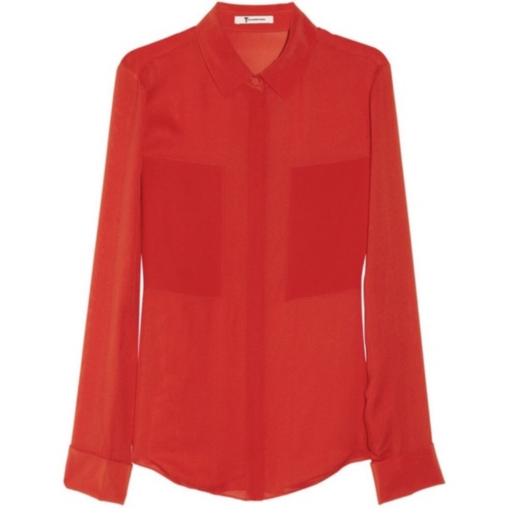 T by Alexander Wang Red Silk Blouse